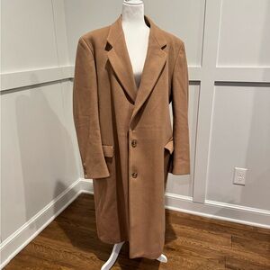 Vintage Wool Hammersley Men's Tan Overcoat Made in England 48L